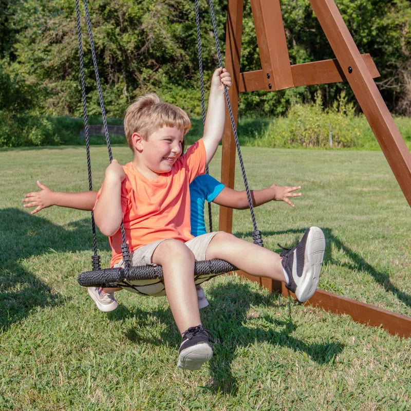Skyfort II Cedar Wood Swing Set with Spiral Tube Slide, Clubhouse, Crow'S Nest, and Picnic Table