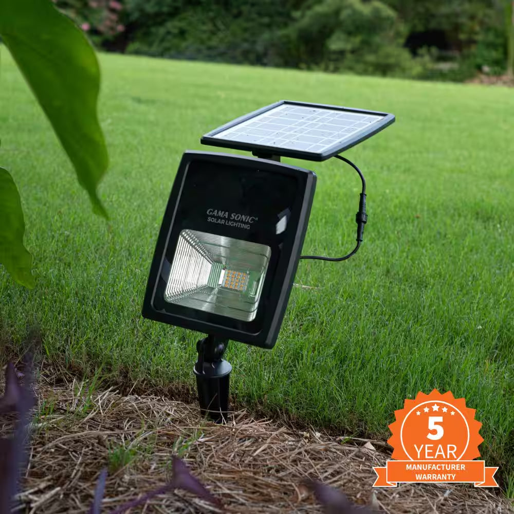250 Lumens Black Solar Powered Dual Color Integrated LED Outdoor Landscape Flood Light (2-Pack)