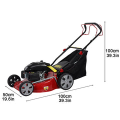 Self Propelled Lawn Mower, 141 Cc Gas Engine Lawn Mower, Push Lawn Mower with 50L Grass Tank