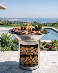 Arteflame 40″ Platinum Series — Stainless Fire Bowl Flat-Top Grill with Storage Base