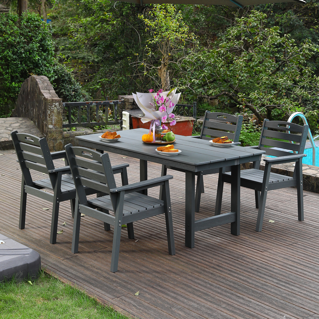 HDPE Outdoor Patio Dining Set with Table and Four Chairs