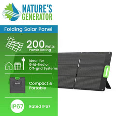 200-Watt Monocrystalline Folding Solar Panel with Included Stands