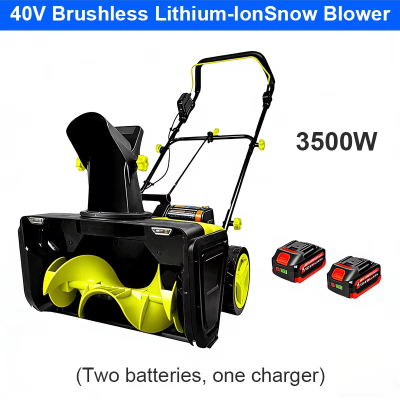 3500W 40V Brushless Electric Snow Plow Thrower Cordless Snow Sweeper Clean Street Courtyard Snow Shoveling Snow Remover Machine