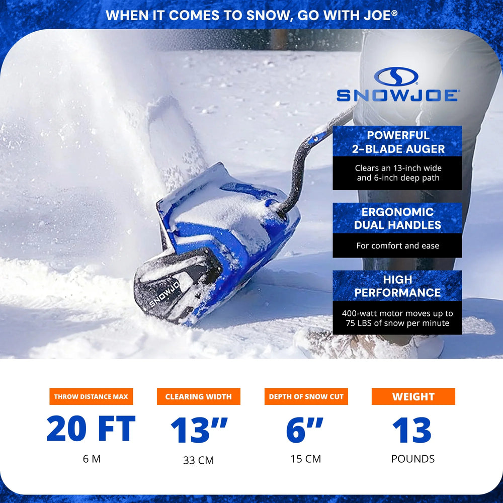 24V Cordless Snow Shovel Kit, Driveway Winter Snow Removal, Blue, 24V-SS13-XR