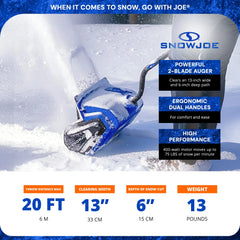 24V Cordless Snow Shovel Kit, Driveway Winter Snow Removal, Blue, 24V-SS13-XR