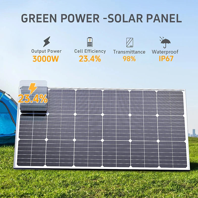 3000W Solar Panel High Efficiency Solar Cell Portable Power Bank Flexible Charging Outdoor Solar Cells for Home Camping
