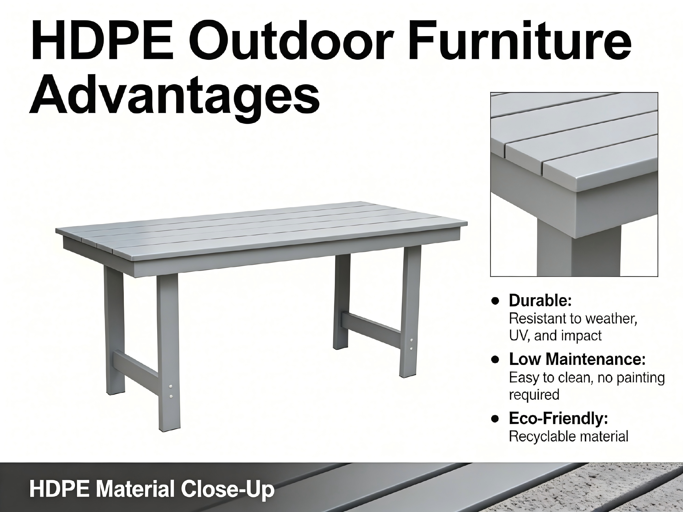 HDPE Outdoor Patio Dining Set with Table and Four Chairs