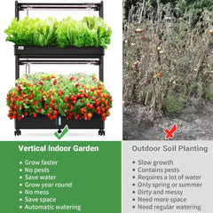 60 Pod Vertical Hydroponic Garden Kit with 2 Light Modes, Auto Circulating Water System, 32L Indoor Gardening System