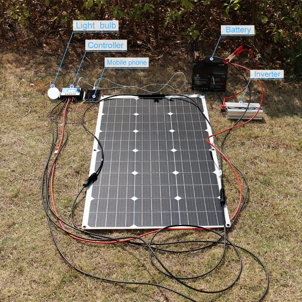 Flexible Solar Panel or Monocrystalline Solar Battery Charger Kit Off- Grid System 1000W, 600W,400W,200W,100W