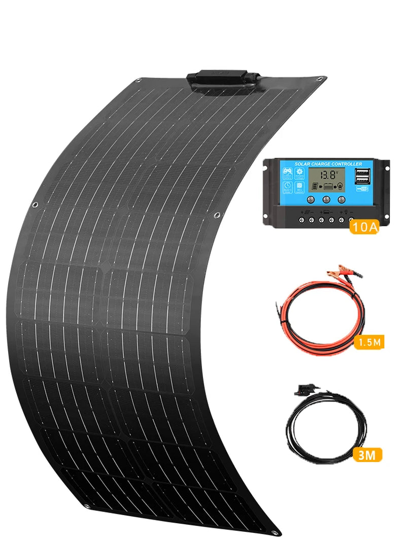 12V Flexible Solar Panel Kit Monocrystalline Solar Cell 50W 100W 120W 240W PV for Home RV & Boat Solar Power China Drop Shipping