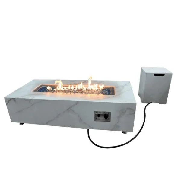 Elementi Plus Carrara Marble Pocelain Fire Table OFP121BW
