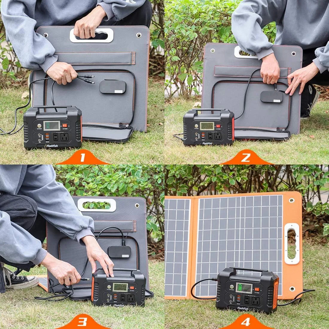 Flashfish 200W Solar Generator with 60W Solar Panel, Waterproof Backup Power Emergency Power Supply
