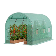 Walk-In Tunnel Greenhouse Hoop House Greenhouse Tunnel Plant Hot House with Steel Frame PE Cover Roll-Up Zipper Door