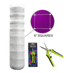 Common Culture Plastic Trellis Netting Bulk Roll 5 ft x 4,920 ft w/ 6 in Squares + Trojan 2 Inch Straight Scissors