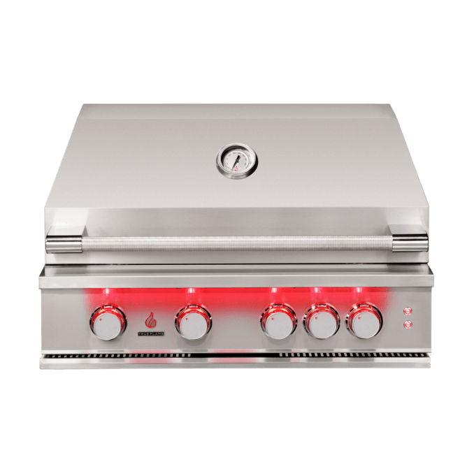 TrueFlame 32-Inch 4-Burner Built-In Grill with Rear Infrared Burner and Grill Lights