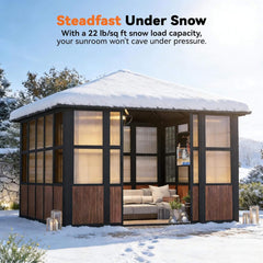Alora Premium Hardtop Aluminum Sunroom Solarium With TV Mount And Sliding Doors (SAK60439)