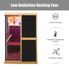 Premium Large 2-Person V-Shaped FAR Infrared Sauna Room With Double Glass Doors, 1980W (SAK96413)