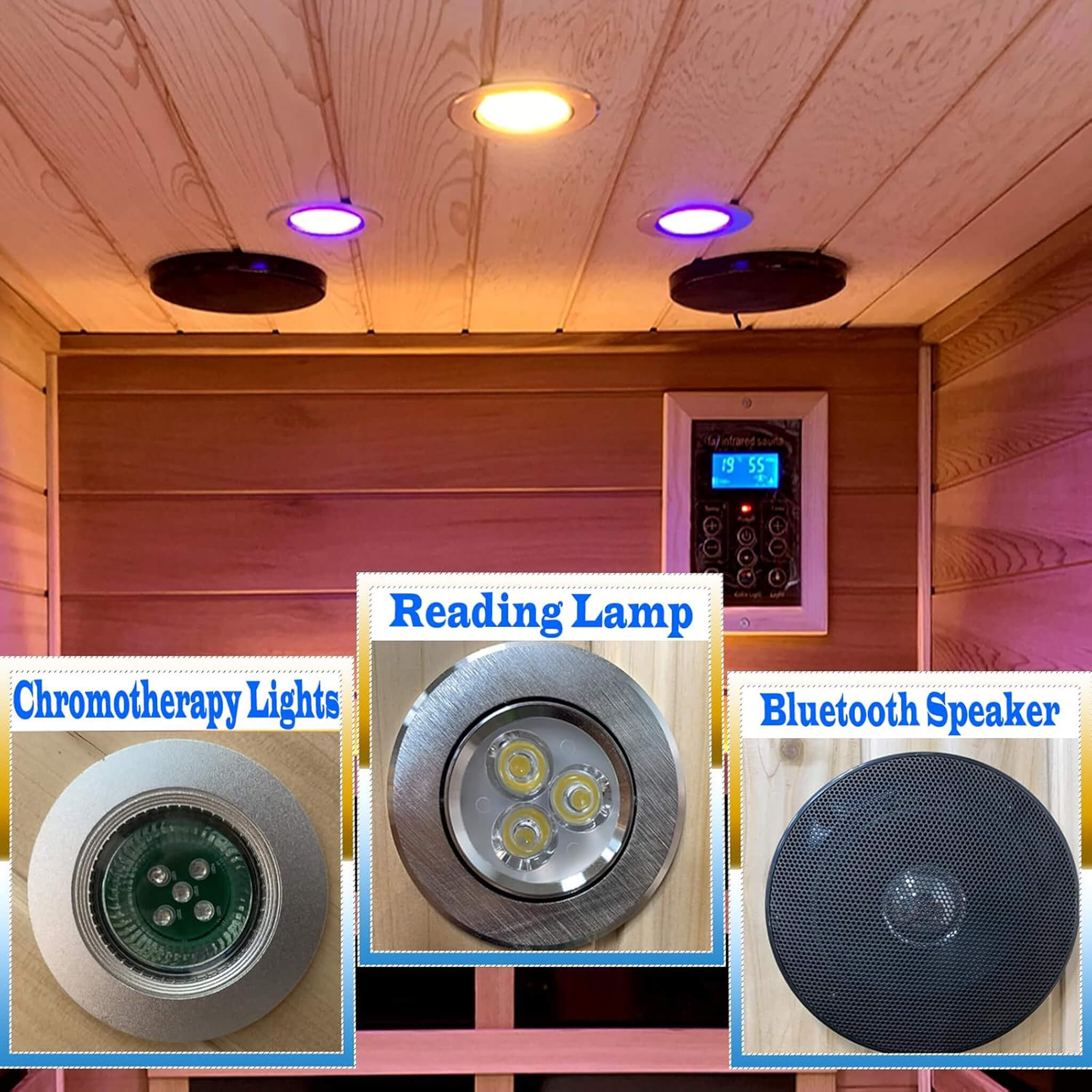 Premium 1-Person Outdoor Red Cedar Infrared Sauna With Low EMF, Chromotherapy And Bluetooth (SAK32783)