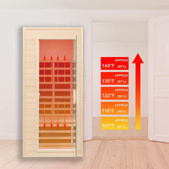 Premium 1-Person Indoor Low EMF FAR Infrared Heat Hemlock Wood Personal Home Spa Sauna, 1200W (SAK27463)