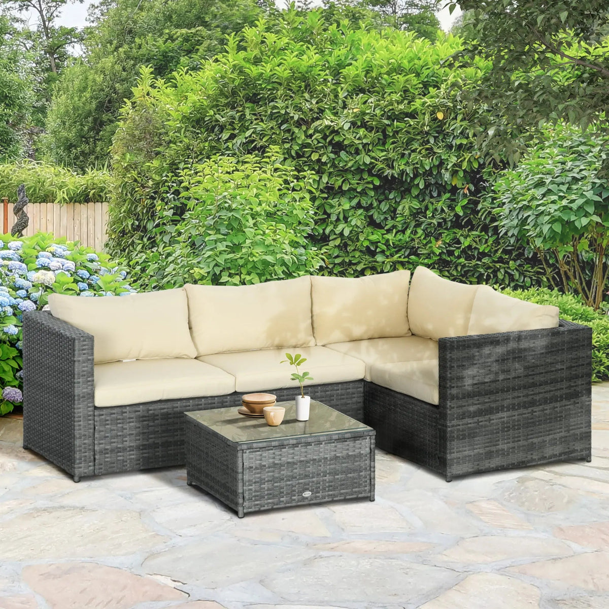 2 Piece Rattan Outdoor Patio Couch Set